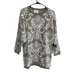 Vintage Sweater Size Medium Tan / White Imperial Design Oversized Grannycore